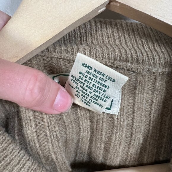 L.L. Bean Commando Merino Wool Sweater Size XL Henley Elbow Patches Brown - Picture 9 of 9